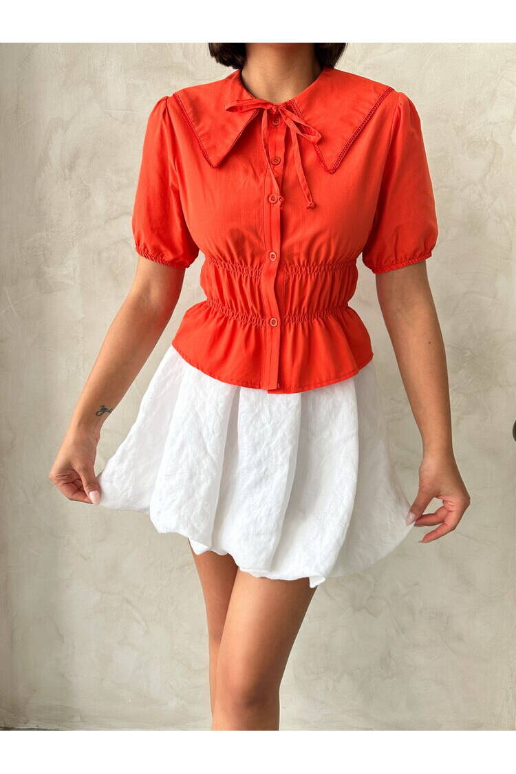 Collar Detailed Ruffle Shirt