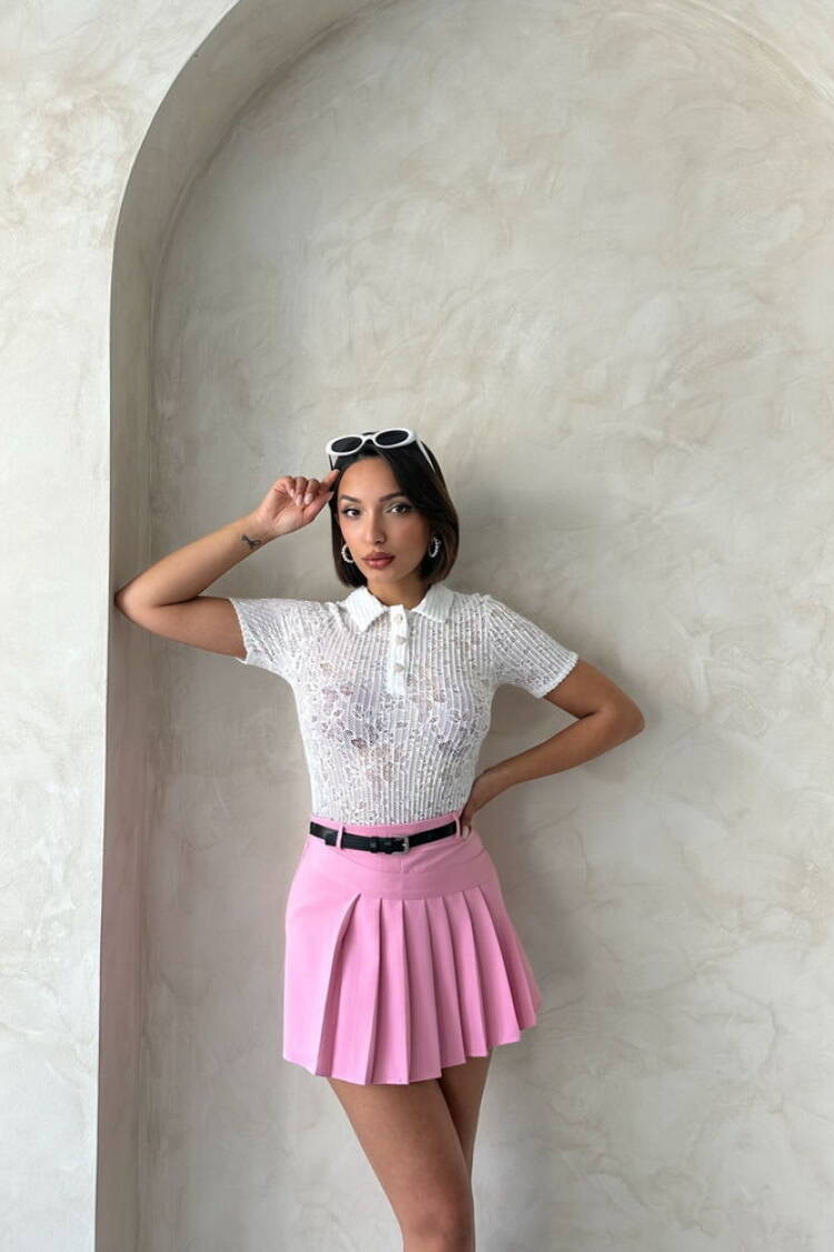 Lace Shirt Collar Blouse