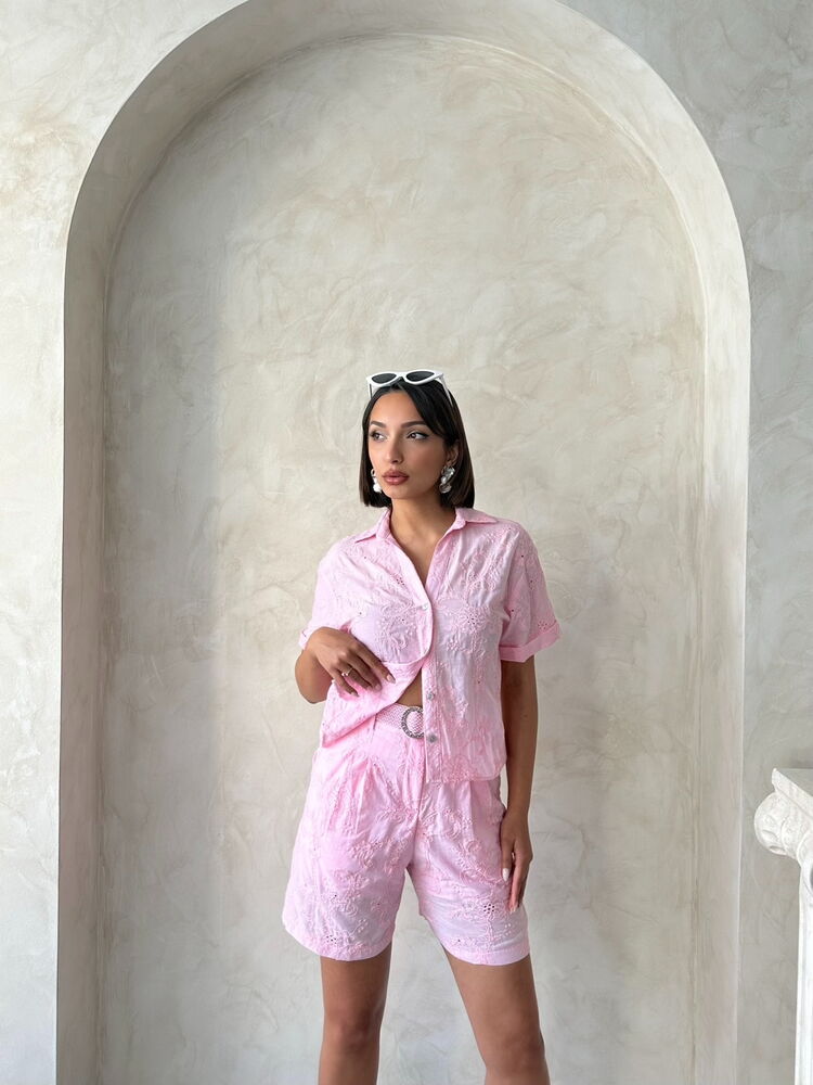 Embroidered Voile Shorts