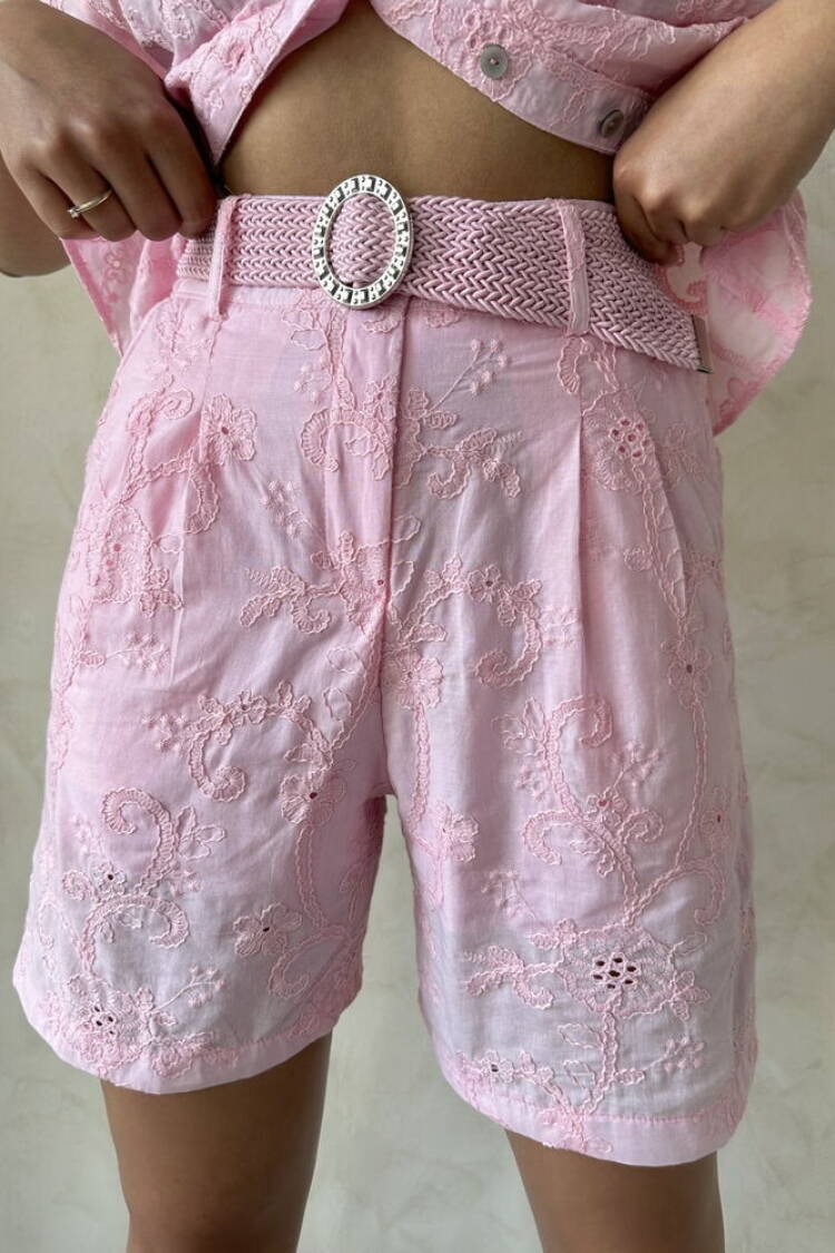 Embroidered Voile Shorts