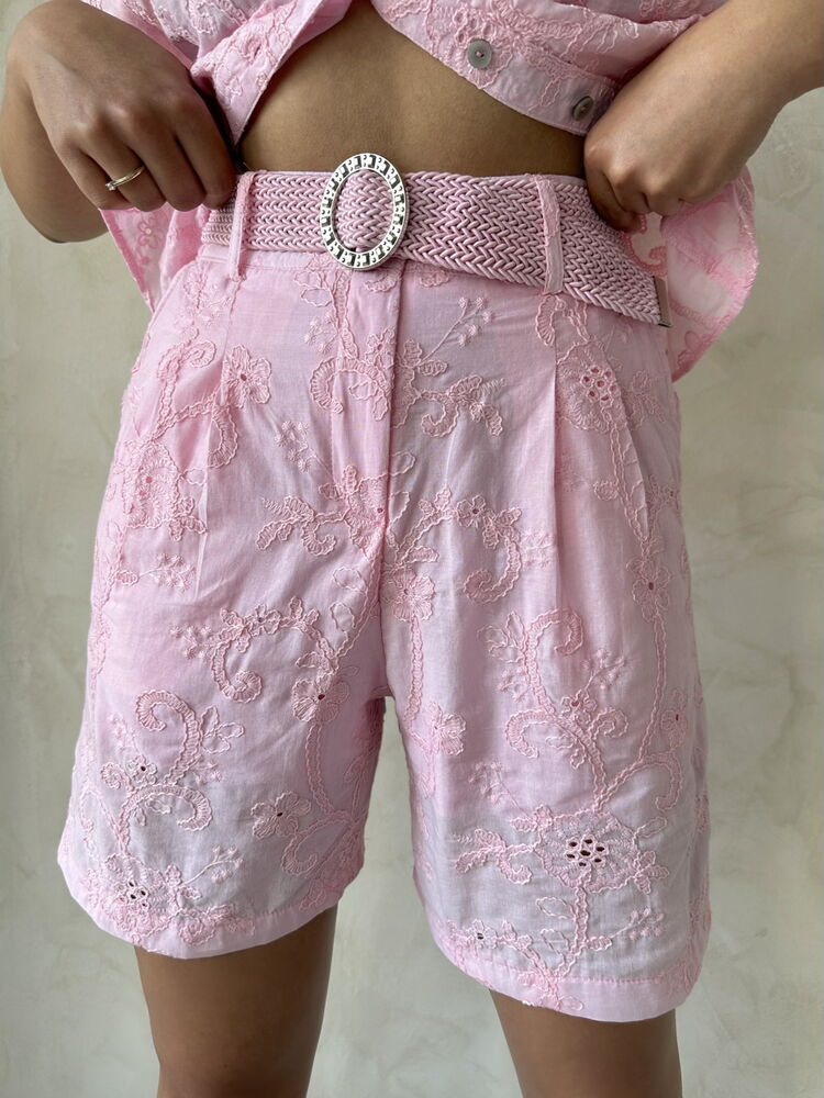 Embroidered Voile Shorts