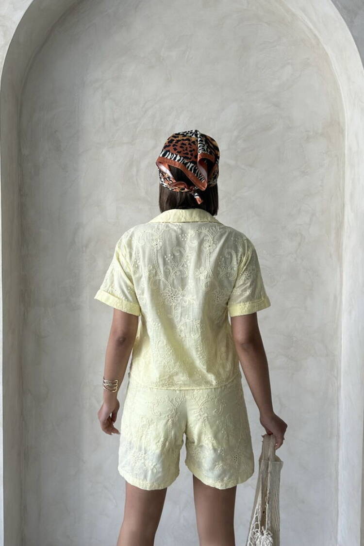 Embroidered Voile Shorts