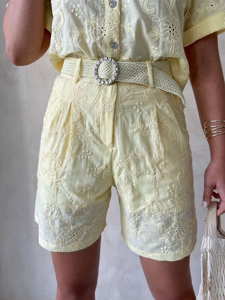 Embroidered Voile Shorts