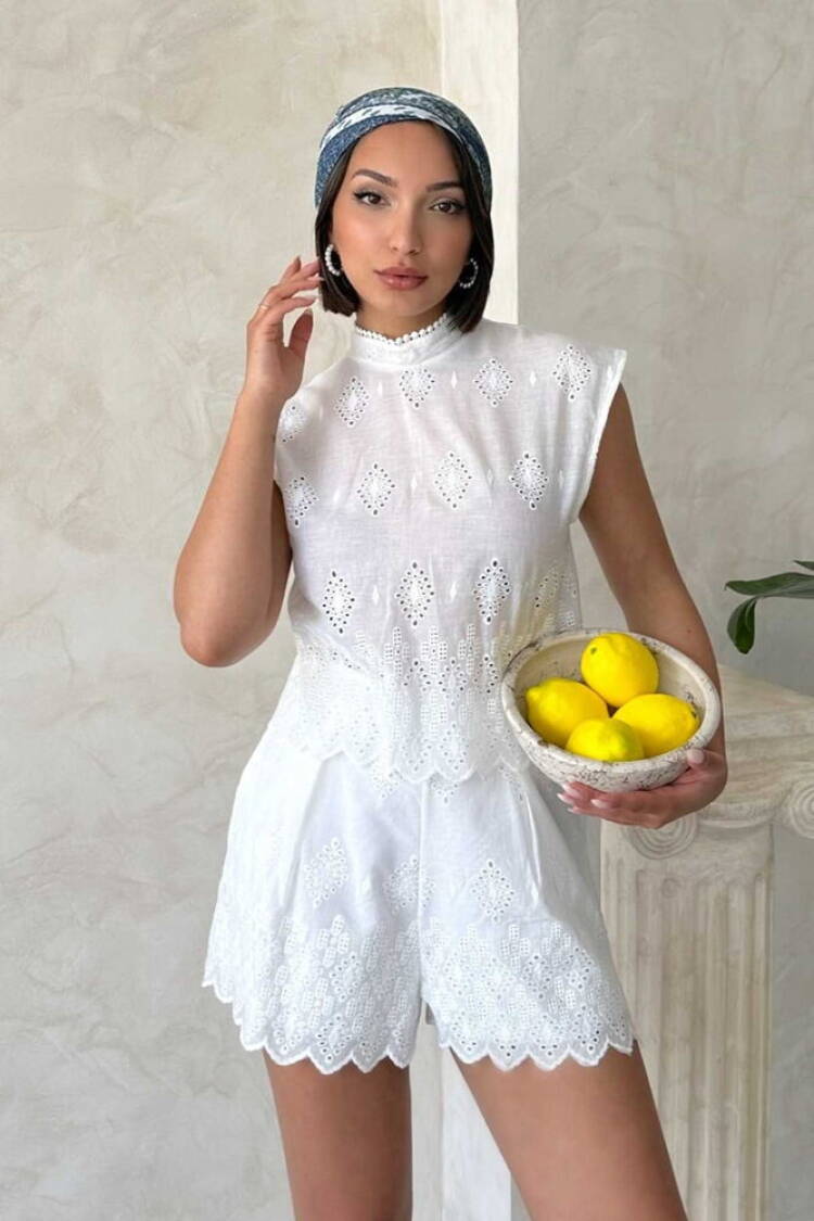 Fisto Sleeveless Blouse - Cream - Topshow - Globality Store - Women Clothes Wholesale Turkey