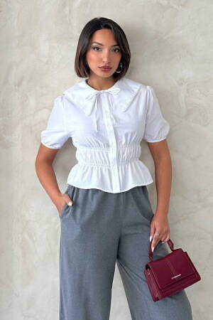 Collar Detailed Ruffle Shirt - Brand: Topshow - Women's Clothing Wholesale - Globality Store