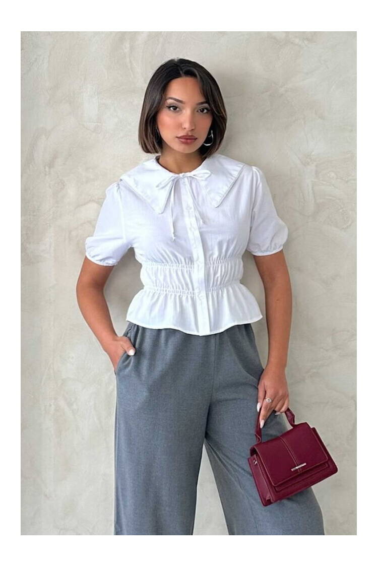 Collar Detailed Ruffle Shirt - Brand: Topshow - Women's Clothing Wholesale - Globality Store
