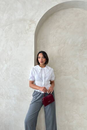 Collar Detailed Ruffle Shirt - Brand: Topshow - Women's Clothing Wholesale - Globality Store