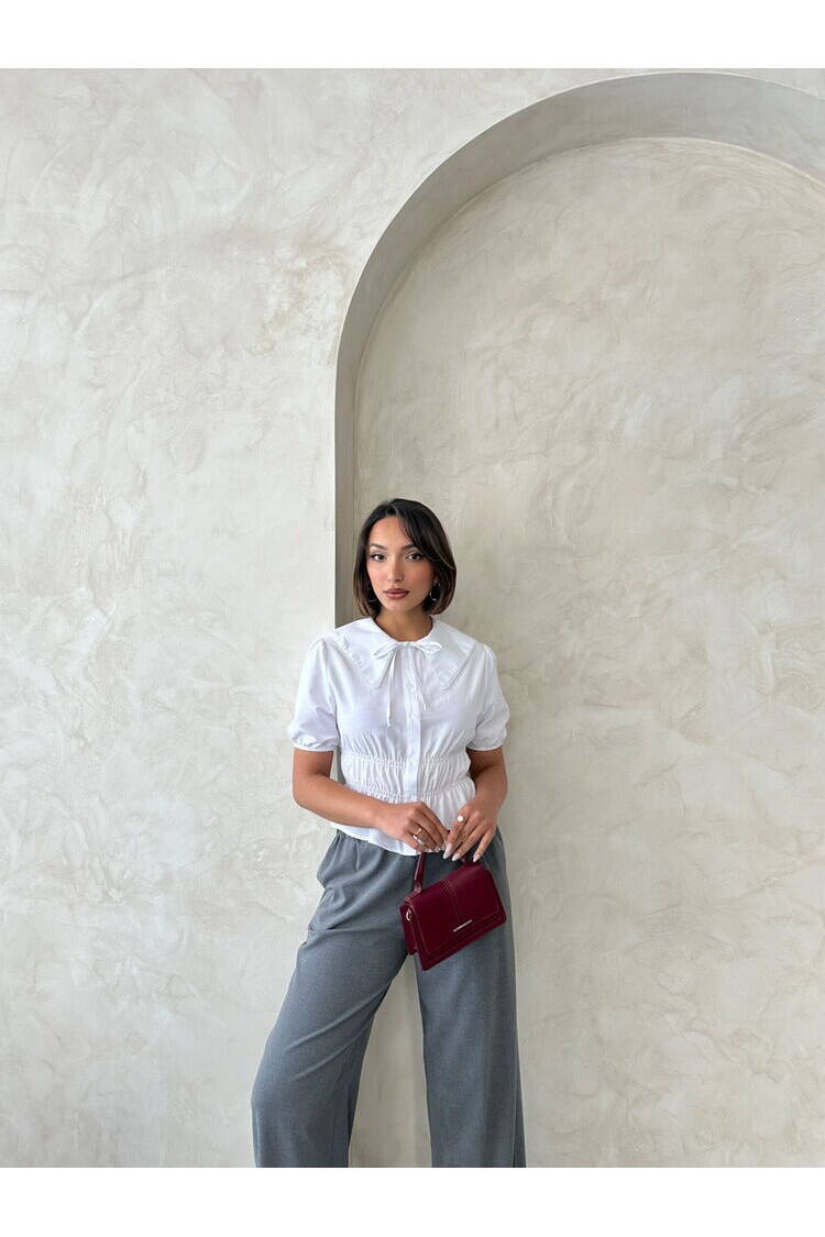 Collar Detailed Ruffle Shirt