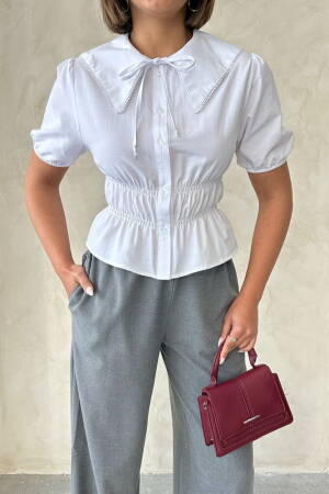 Collar Detailed Ruffle Shirt - Brand: Topshow - Women's Clothing Wholesale - Globality Store