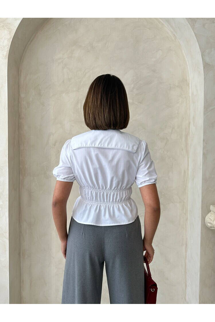 Collar Detailed Ruffle Shirt