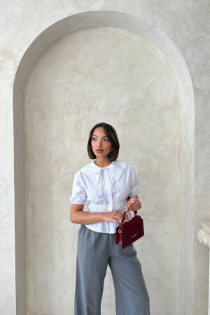 Collar Detailed Ruffle Shirt - Brand: Topshow - Women's Clothing Wholesale - Globality Store