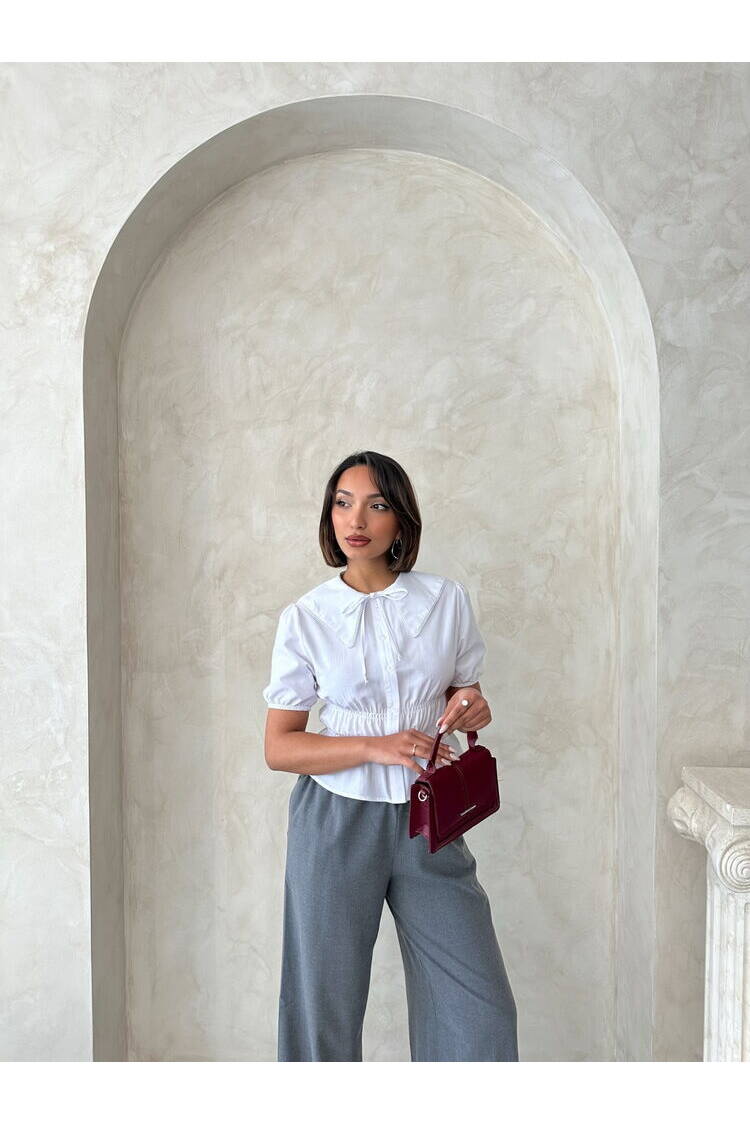 Collar Detailed Ruffle Shirt