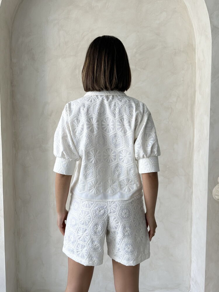 Embroidered Shorts - Cream