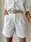 Embroidered Shorts - Cream - Topshow - Globality Store - Women Clothes Wholesale Turkey