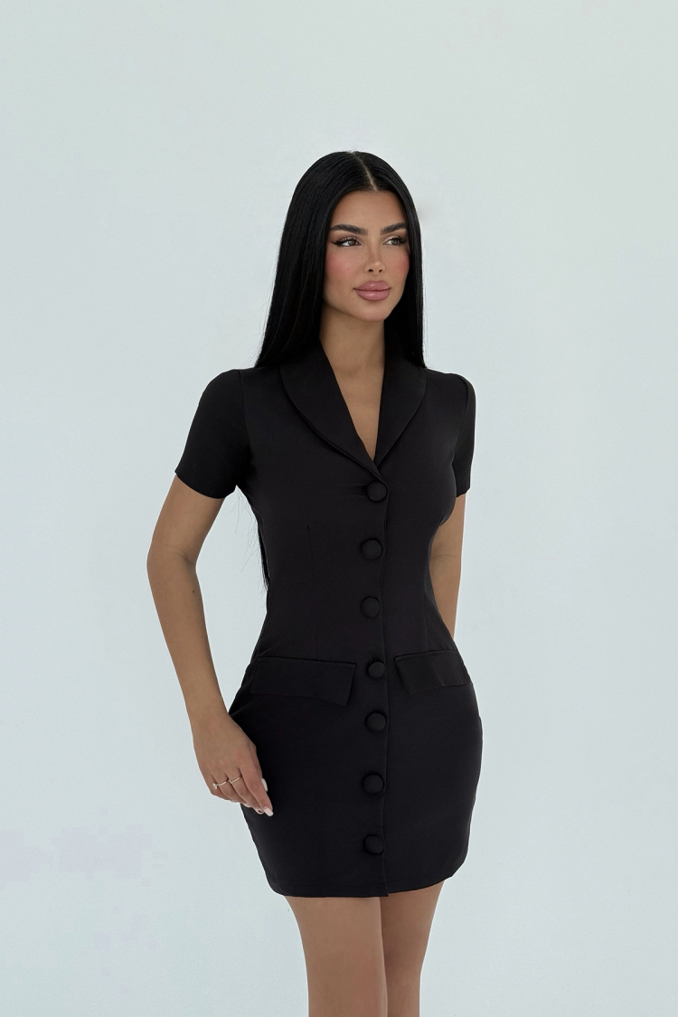 Button Detail Mini Dress - EYYO ATELIER - Globality Store - Women Clothes Wholesale Turkey
