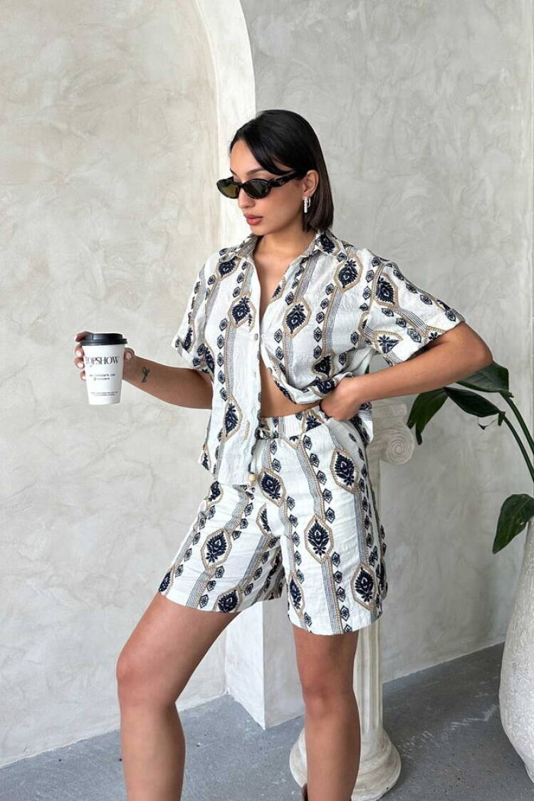 Embroidered Shirt - Stone - Topshow - Globality Store - Women Clothes Wholesale Turkey