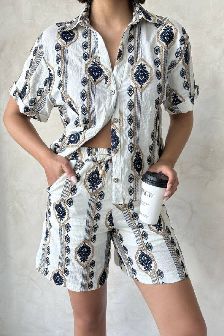 Embroidered Shirt - Stone