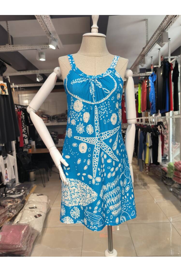Women's Strappy Starfish Print Suprem Dress - Blue