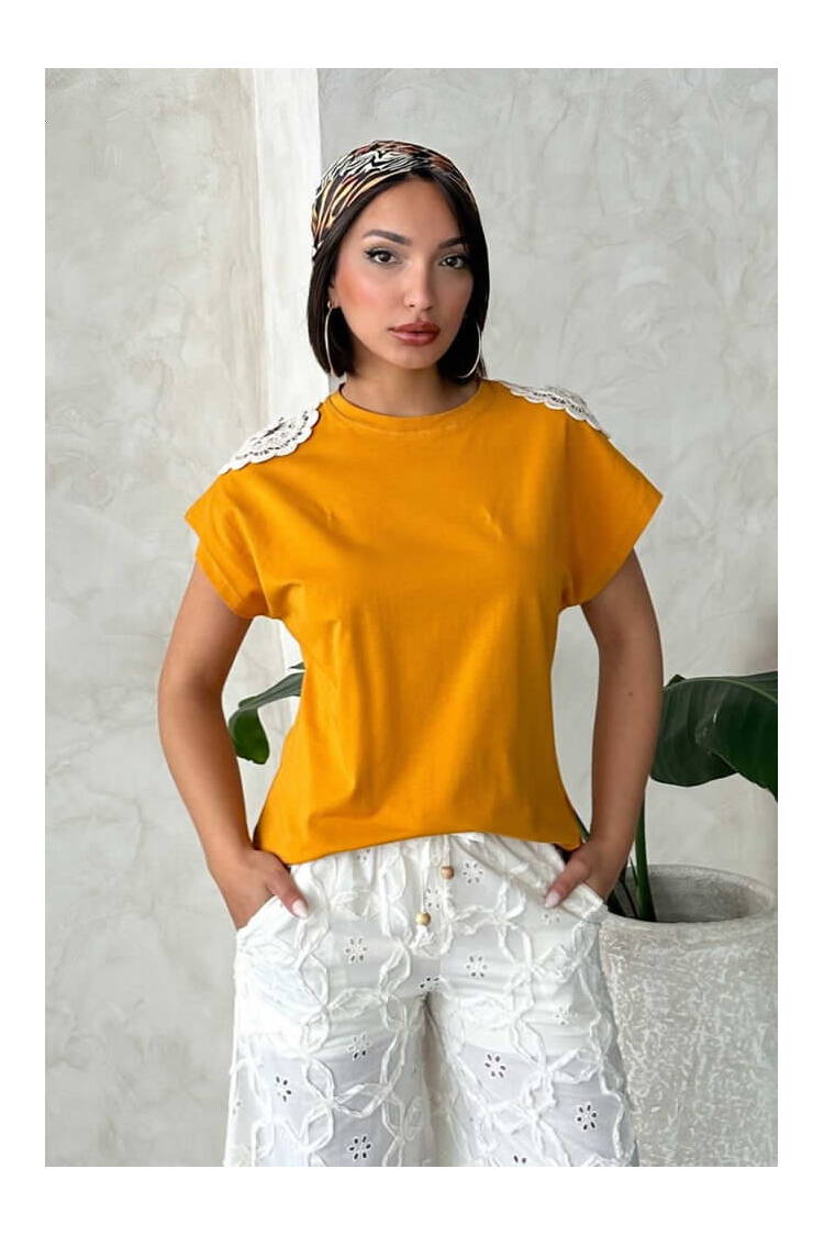Shoulder Lace Tshirt - Brand: Topshow - Women's Clothing Wholesale - Globality Store