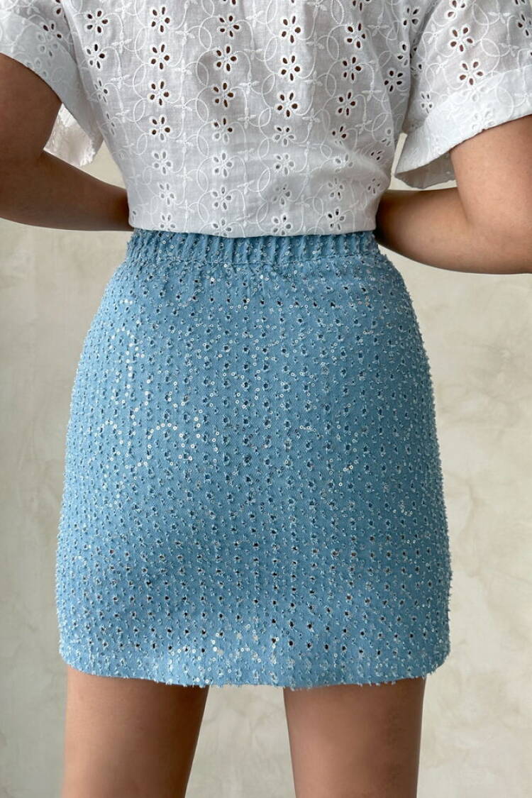 Sequin Denim Skirt