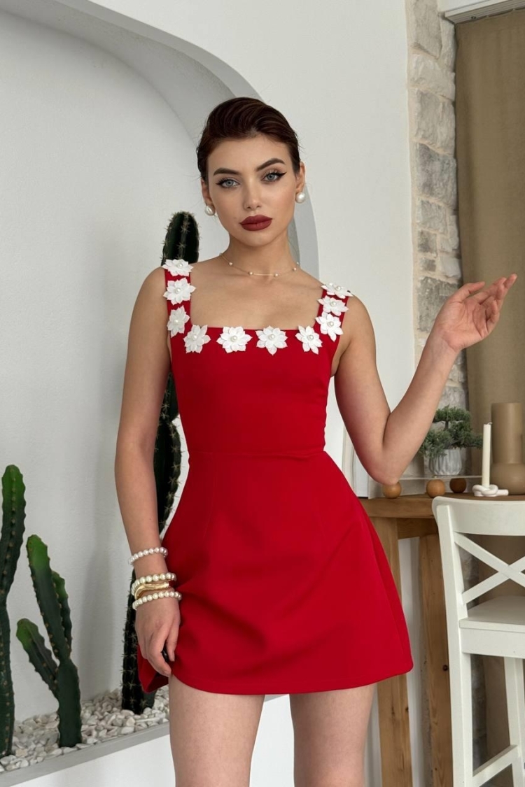 Alyosa Floral Detailed Dress - Etika - Globality Store - Women Clothes Wholesale Turkey