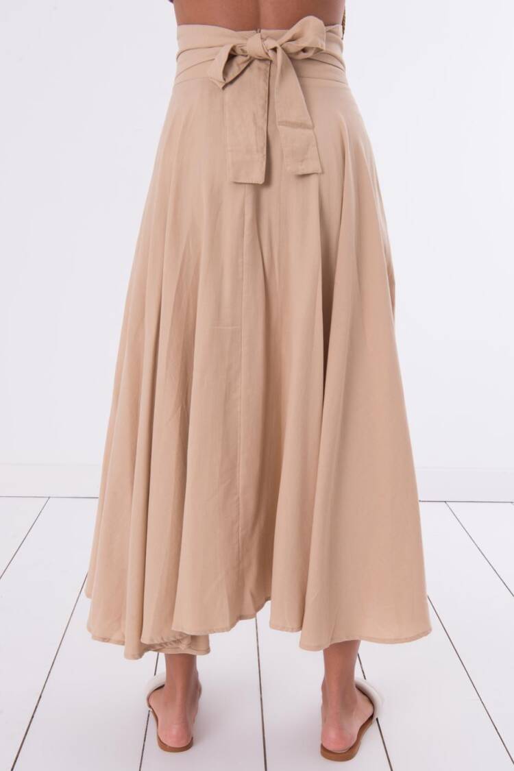 100% Tencel Pleated Detailed Midi Skirt
