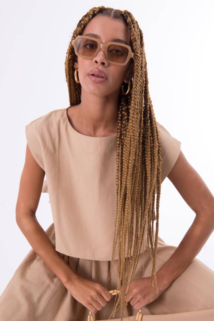 100% Tencel Side Tie Detailed Blouse