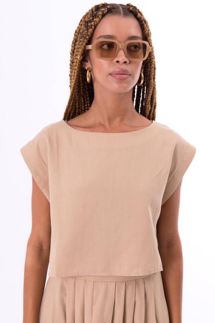 100% Tencel Side Tie Detailed Blouse