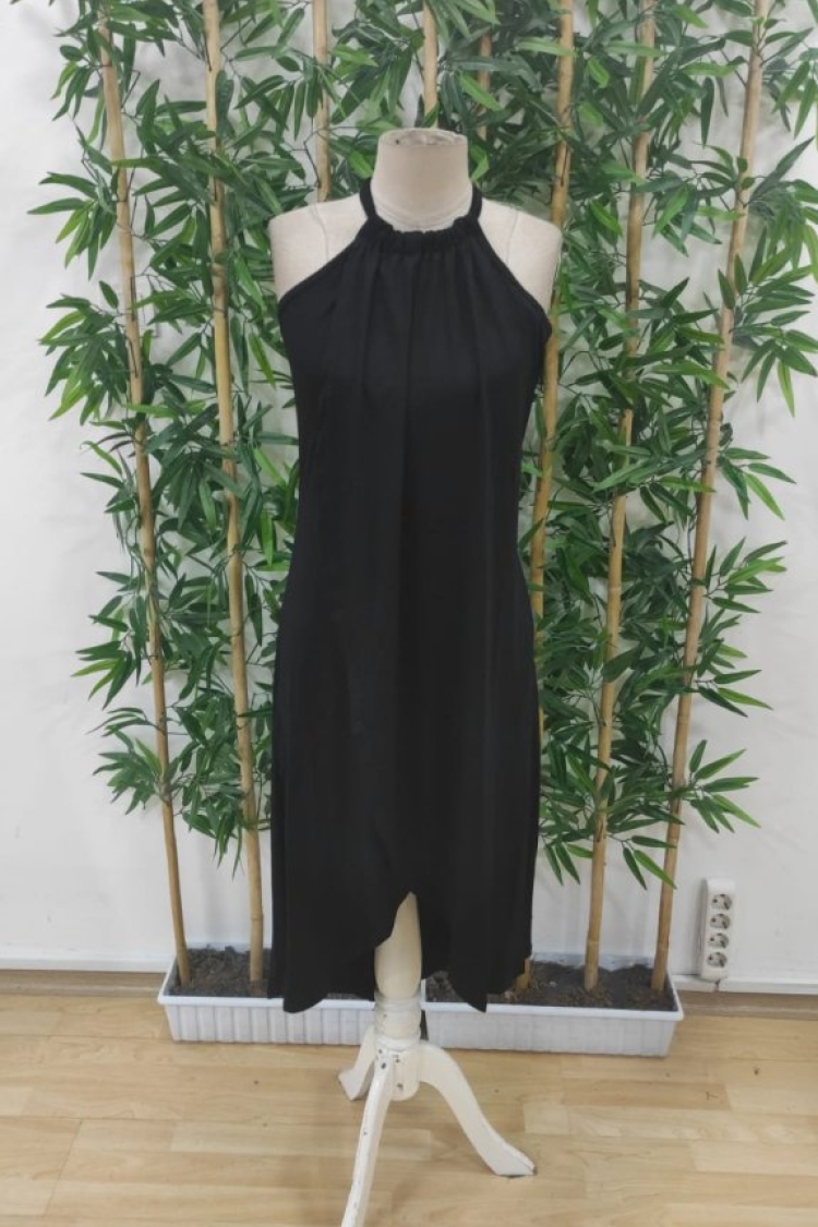 Women's Asymmetric Cut Detailed Viscose Dress With Open Shoulders