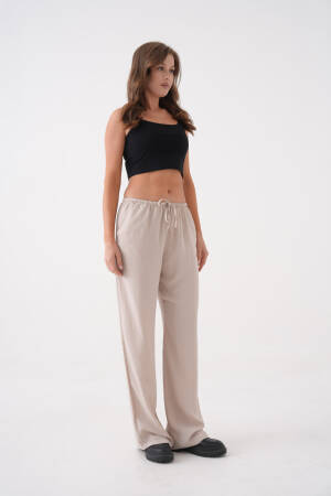 Loose Fit Modal Pants With Elastic Waist And Tie 29092 - First Angels - Globality Store - Women Clothes Wholesale Turkey