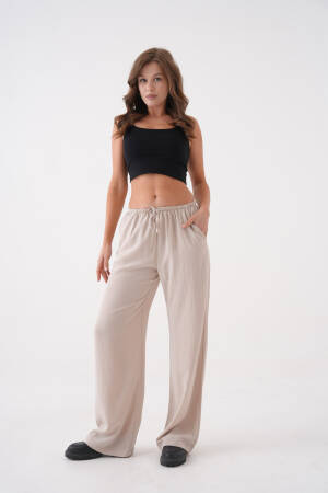 Loose Fit Modal Pants With Elastic Waist And Tie 29092 - First Angels - Globality Store - Women Clothes Wholesale Turkey