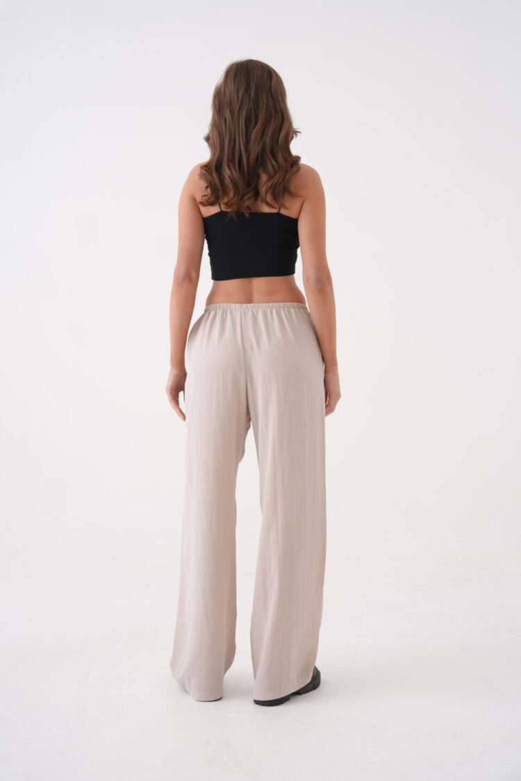 Loose Fit Modal Pants With Elastic Waist And Tie 29092
