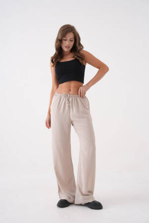 Loose Fit Modal Pants With Elastic Waist And Tie 29092 - First Angels - Globality Store - Women Clothes Wholesale Turkey