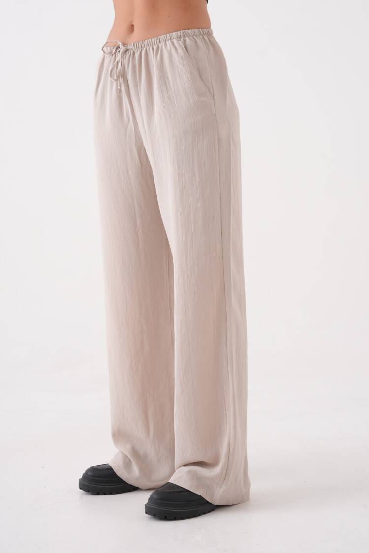 Loose Fit Modal Pants With Elastic Waist And Tie 29092