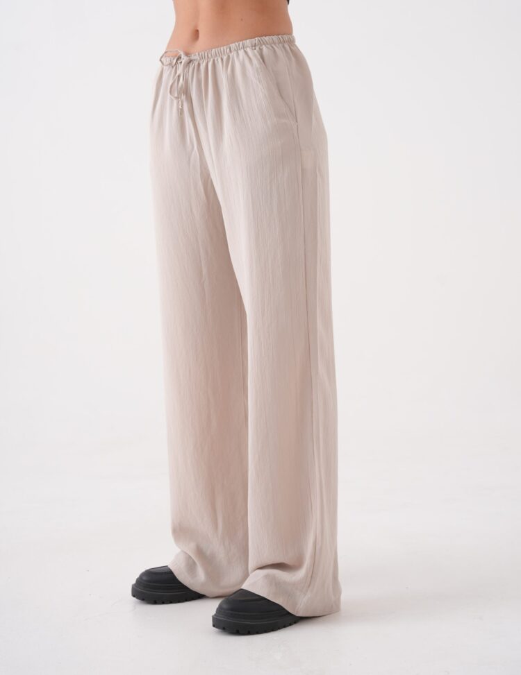 Loose Fit Modal Pants With Elastic Waist And Tie 29092