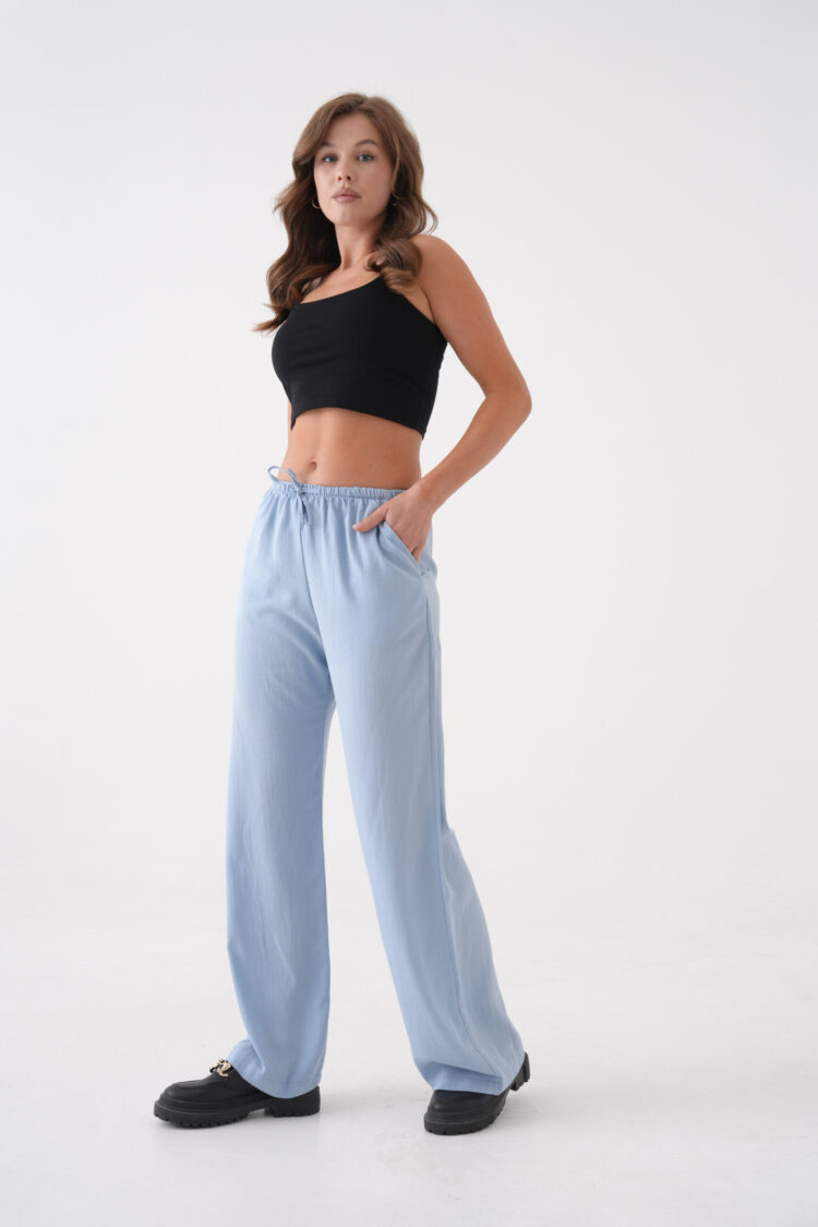 Loose Fit Elastic Waist And Tie Modal Pants 29092 - First Angels - Globality Store - Women Clothes Wholesale Turkey