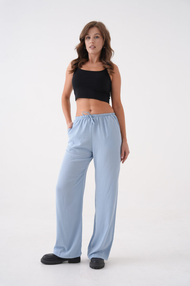 Loose Fit Elastic Waist And Tie Modal Pants 29092
