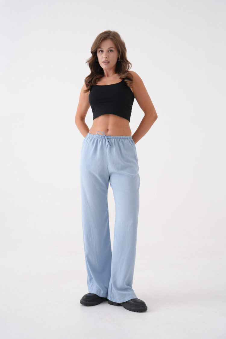 Loose Fit Elastic Waist And Tie Modal Pants 29092