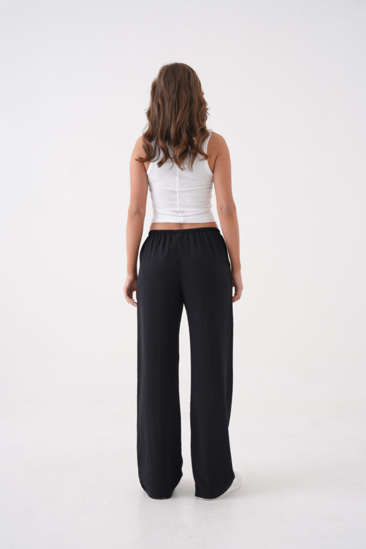 Loose Fit Modal Pants With Elastic Waist And Tie 29092