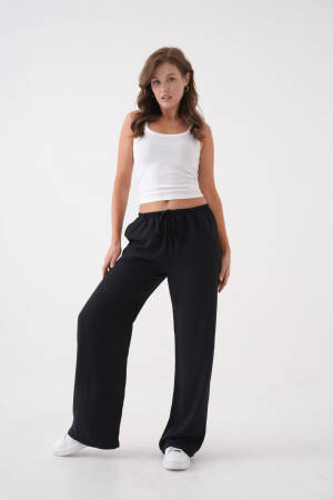 Loose Fit Modal Pants With Elastic Waist And Tie 29092 - First Angels - Globality Store - Women Clothes Wholesale Turkey
