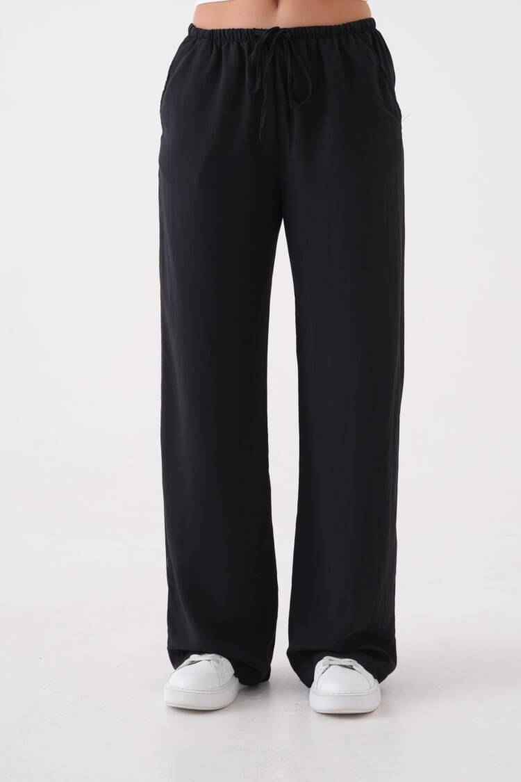 Loose Fit Modal Pants With Elastic Waist And Tie 29092