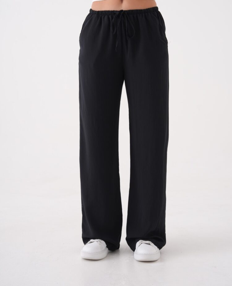 Loose Fit Modal Pants With Elastic Waist And Tie 29092