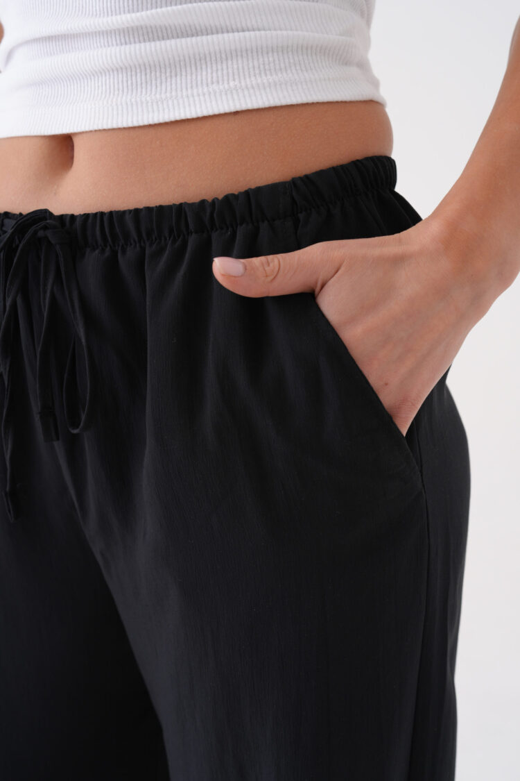 Loose Fit Modal Pants With Elastic Waist And Tie 29092