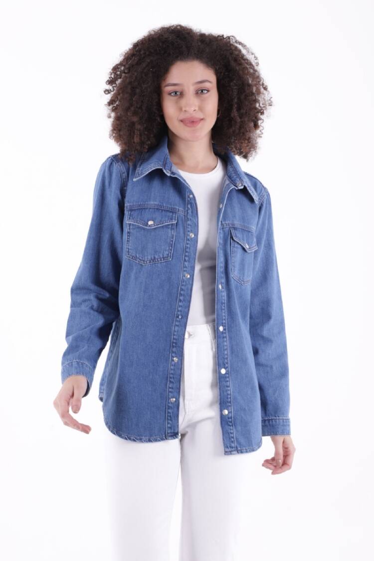 Denim Shirt With Snap - XLove - Globality Store - Women Clothes Wholesale Turkey