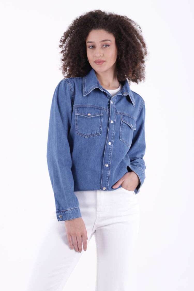 Denim Shirt With Snap