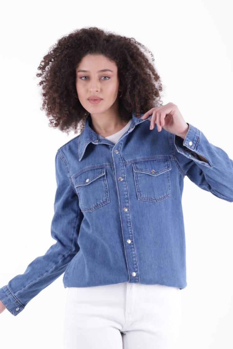 Denim Shirt With Snap