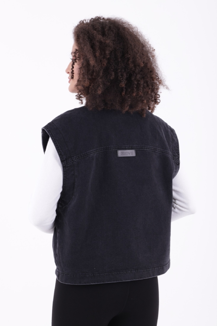 Oversize Denim Vest With Zipper