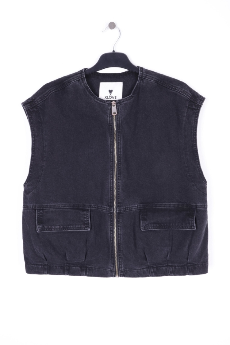 Oversize Denim Vest With Zipper