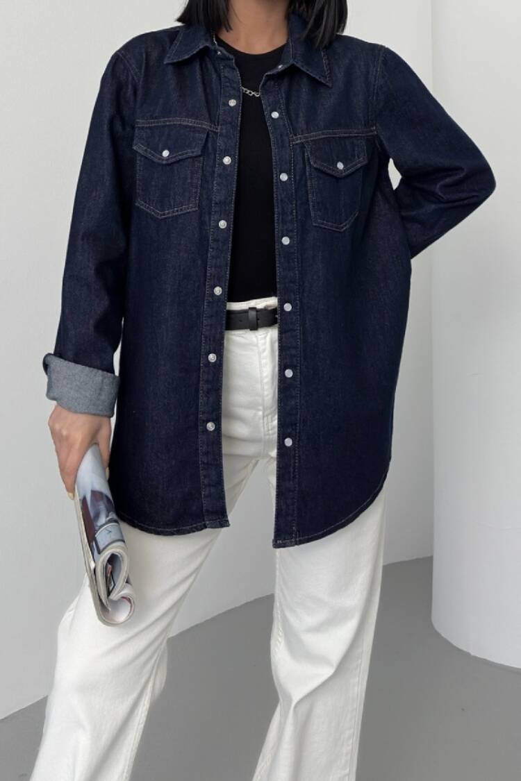 Denim Shirt With Snap