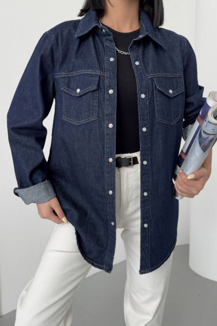 Denim Shirt With Snap - XLove - Globality Store - Women Clothes Wholesale Turkey